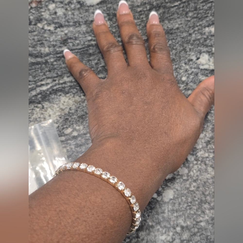 Macys Elegant Gold and Silver Tennis Bracelet Women New - Picture 2 of 10